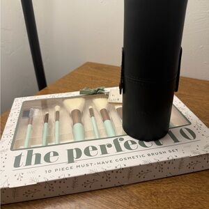 The Perfect 10 Cosmetic Brush Set with Mint Handles
